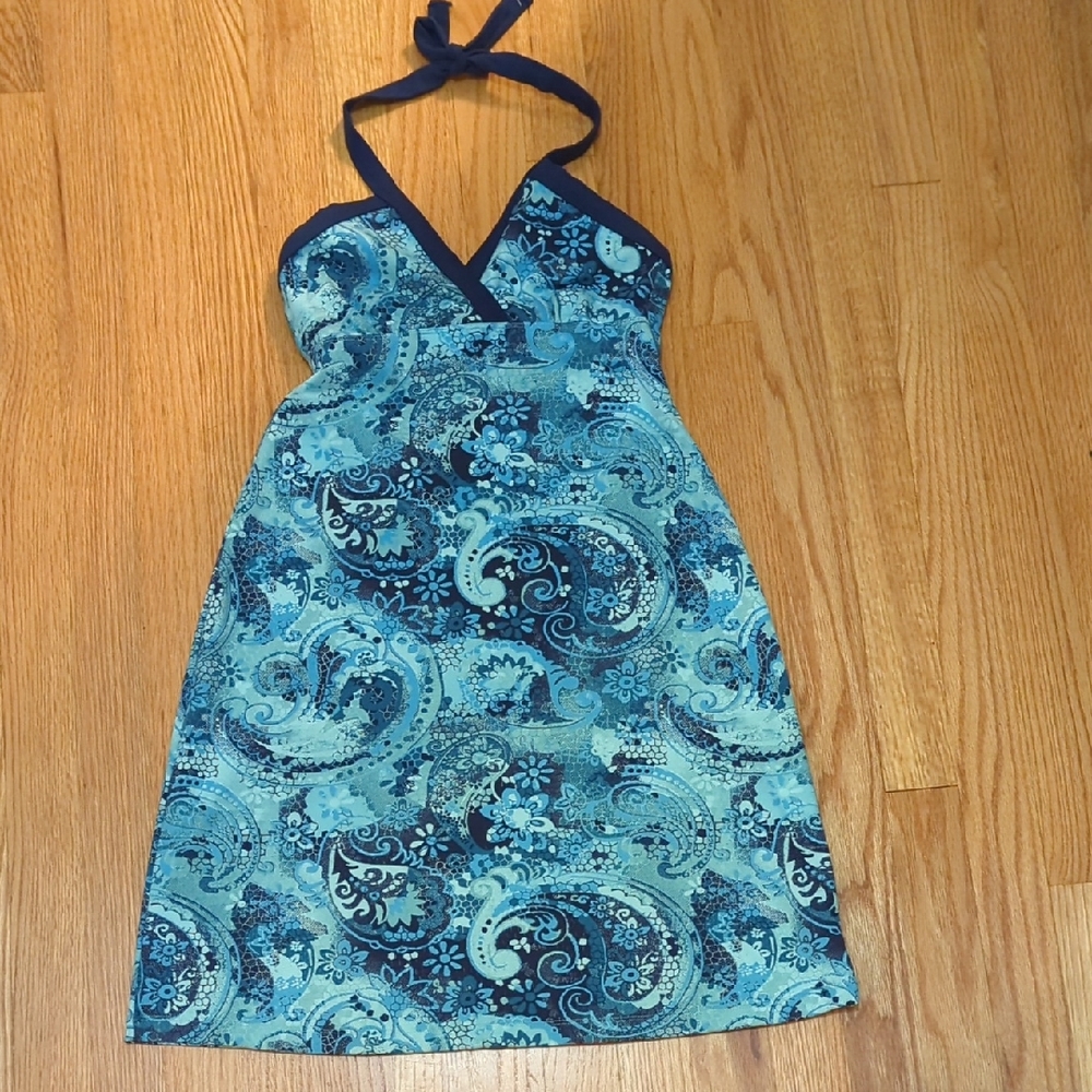 Blue Paisley Halter Dress
